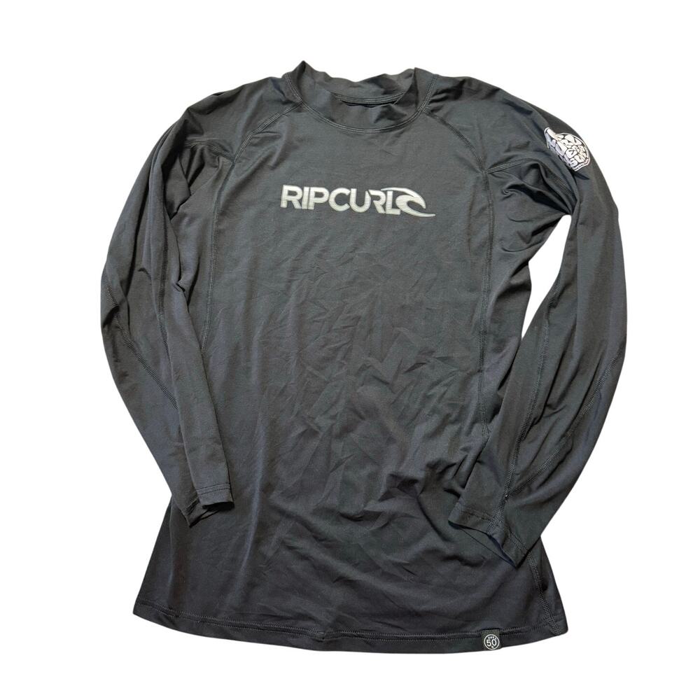 Rip Curl Waves Performance Mens XL Black Long Sleeve Rash Guard Swim Surf Shirt